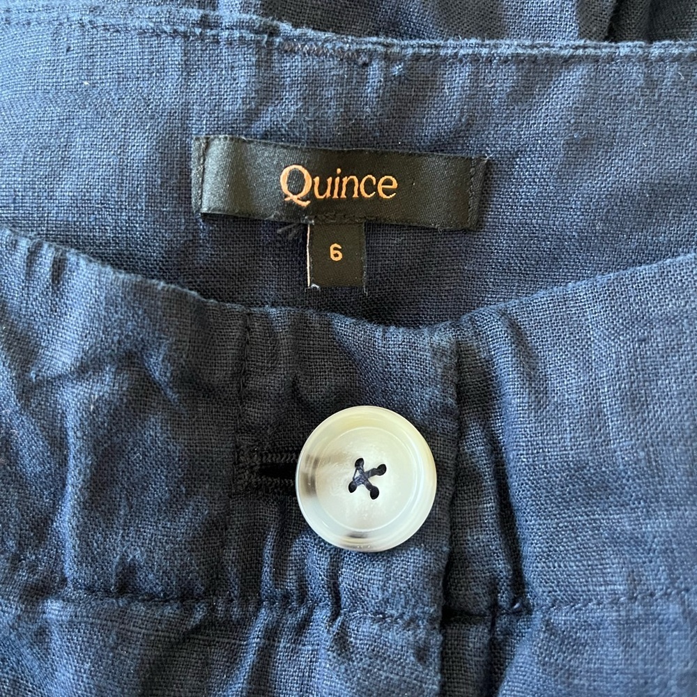 Quince Navy Linen Wide Leg Pants Size 6 - Picture 6 of 8